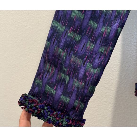 Vintage Anne Crimmins UMI Collections Size 4 100% Silk Blazer Artsy Shaggy Trim - Picture 9 of 11